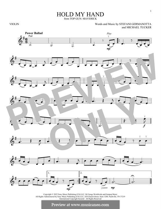 Hold My Hand (from Top Gun: Maverick) Lady Gaga: For violin by Stefani Germanotta, Michael Tucker