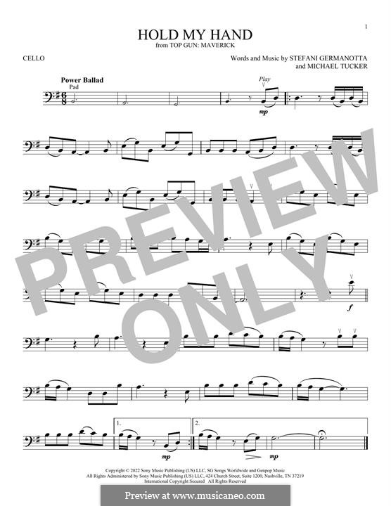 Hold My Hand (from Top Gun: Maverick) Lady Gaga: For cello by Stefani Germanotta, Michael Tucker