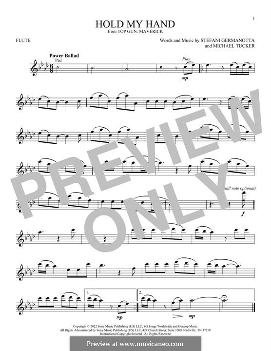 Hold My Hand (from Top Gun: Maverick) Lady Gaga: For flute by Stefani Germanotta, Michael Tucker