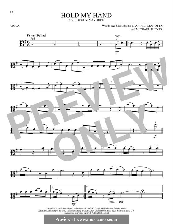 Hold My Hand (from Top Gun: Maverick) Lady Gaga: For viola by Stefani Germanotta, Michael Tucker