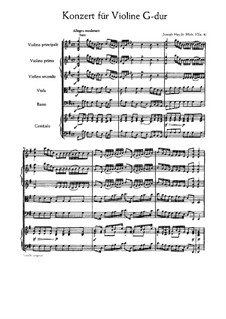 Concerto for Violin and Orchestra No.4 in G Major, Hob.VIIa/4: Full score by Joseph Haydn