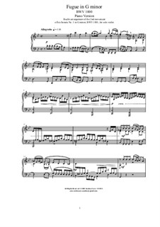 Fugue in A Minor, BWV 1000: Arrangement for piano by Johann Sebastian Bach