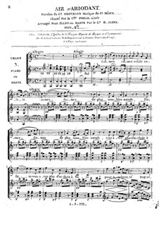 Ariodant: Calmez, calmez cette colère, for Voice and Piano (or Harp) by Étienne Méhul