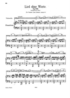 Song without Words for Cello and Piano, Op.109: Score by Felix Mendelssohn-Bartholdy