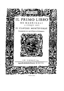 Book 1 (a cinque voci), SV 23–39: Vocal score by Claudio Monteverdi