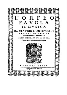L'Orfeo, favola in musica, SV 318: Full score by Claudio Monteverdi