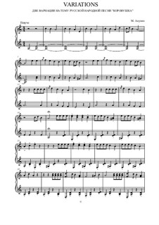 Two variations on the theme of the Russian folk song 'Cow', Op.26: Two variations on the theme of the Russian folk song 'Cow' by Marina Akulyan