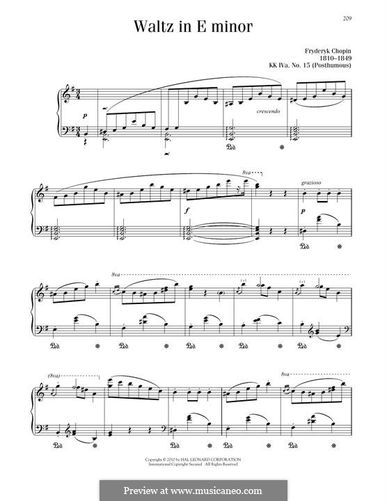 Waltz in E Minor, B.56 KK IV1/15: For piano by Frédéric Chopin