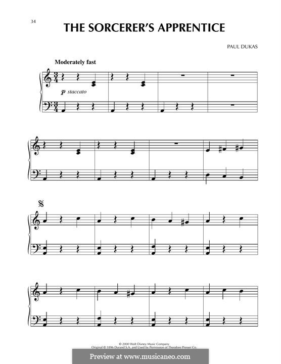 L'apprenti sorcier (The Sorcerer's Apprentice): For piano by Paul Dukas