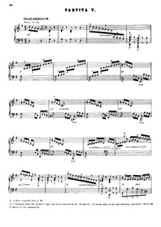 Partita for Keyboard No.5 in G Major, BWV 829: For piano by Johann Sebastian Bach