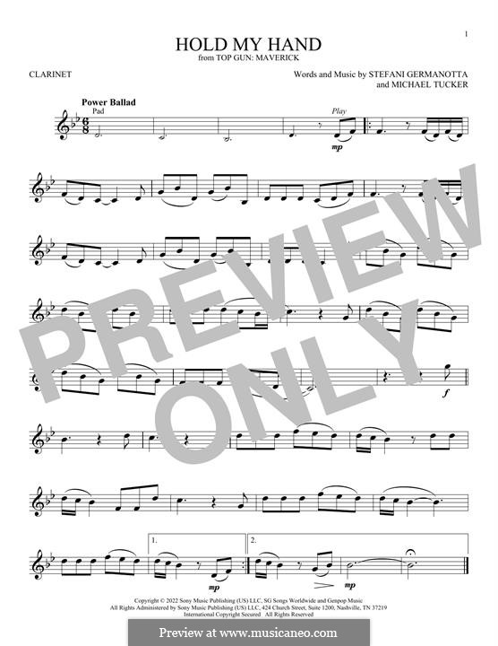 Hold My Hand (from Top Gun: Maverick) Lady Gaga: For clarinet by Stefani Germanotta, Michael Tucker