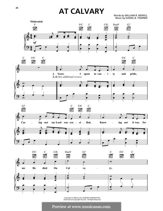 At Calvary: For piano by Daniel B. Towner