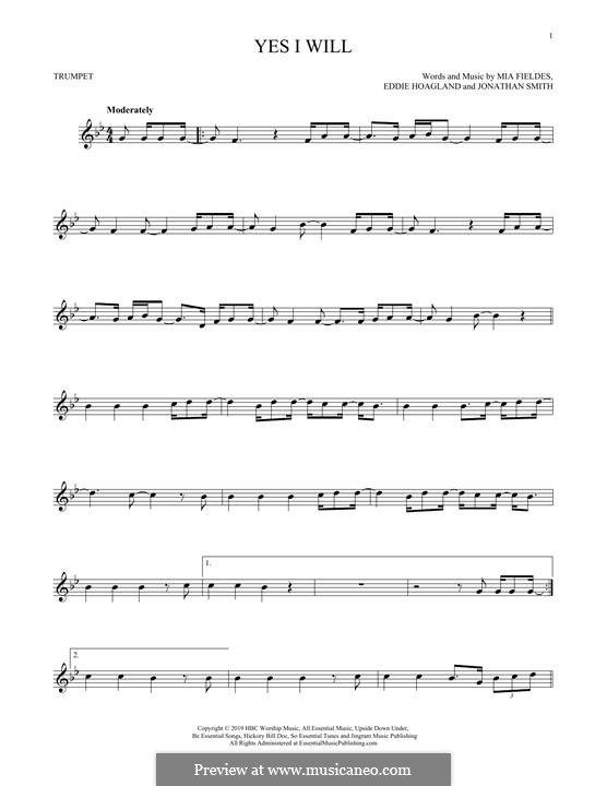 Yes I Will (Vertical Worship): For trumpet by Jonathan Smith, Eddie Hoagland, Mia Fieldes