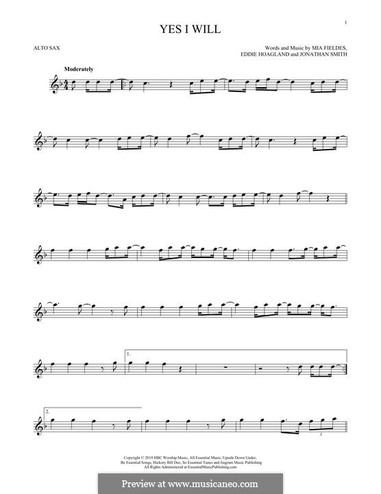 Yes I Will (Vertical Worship): For alto saxophone by Jonathan Smith, Eddie Hoagland, Mia Fieldes