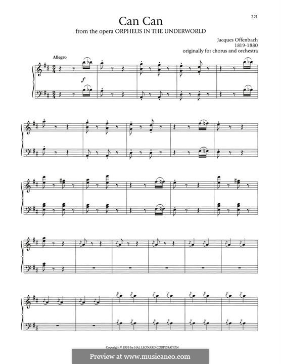 Can-Can (Printable Scores): For piano by Jacques Offenbach