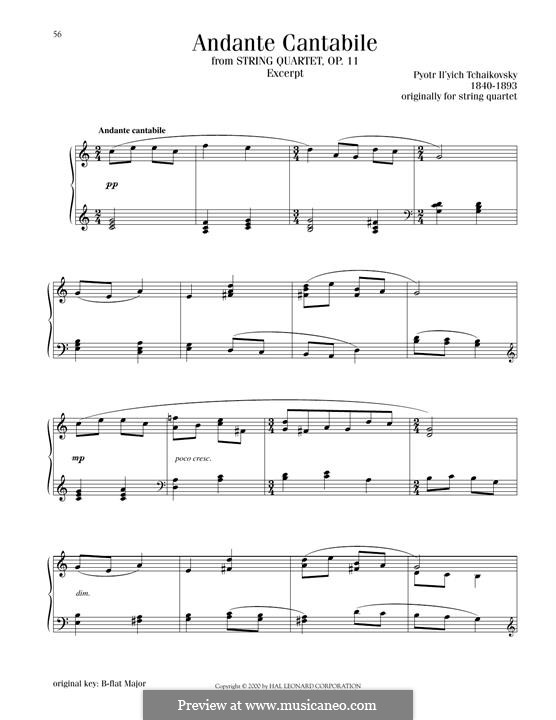 Movement II: Arrangement for piano (fragment) by Pyotr Tchaikovsky