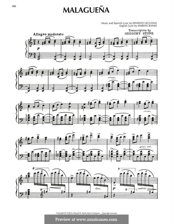 Malaguena: For piano by Ernesto Lecuona