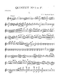 String Quintet No.1 in F Major, Op.85: Violin I part by Charles Villiers Stanford