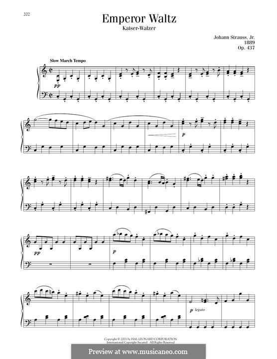 Emperor Waltz, Op.437: For piano by Johann Strauss (Sohn)