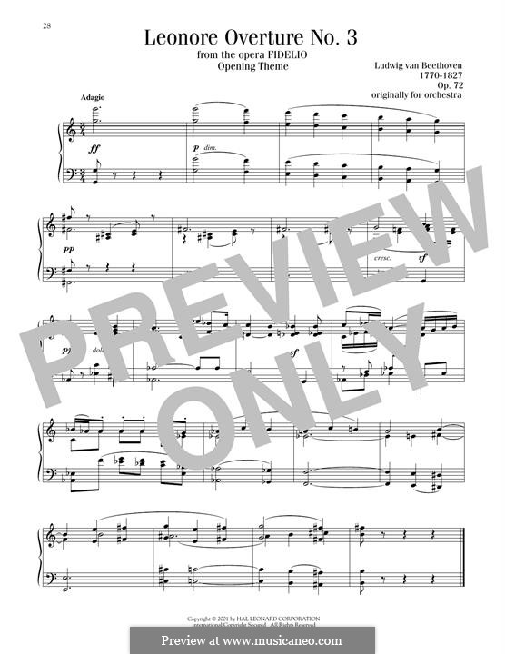 Leonore. Overture No.3, Op.72b: Version for piano by Ludwig van Beethoven