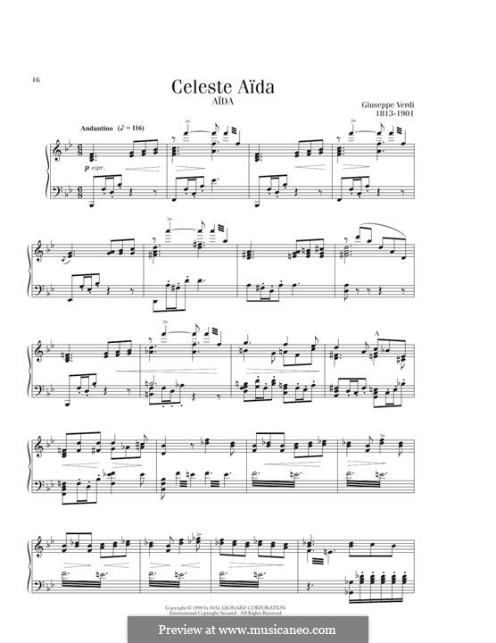 Celeste Aida: For piano by Giuseppe Verdi
