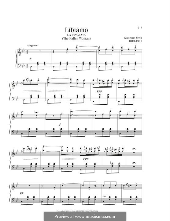 Libiamo ne'lieti calici (Brindisi): For piano by Giuseppe Verdi