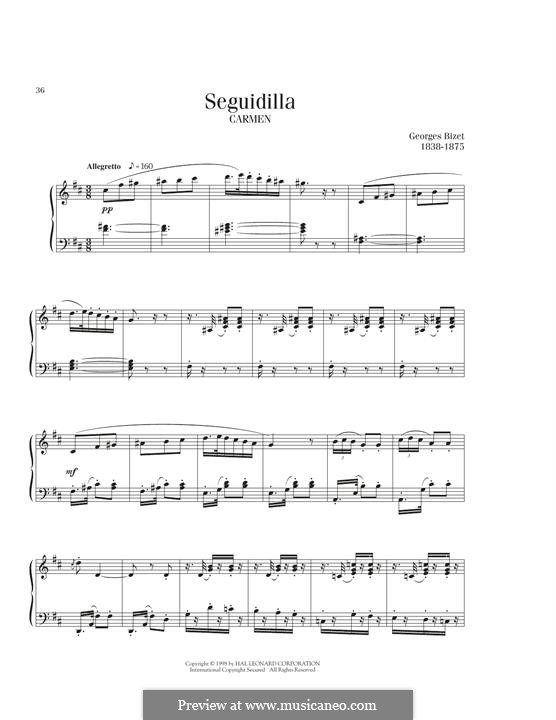 Seguedille: For piano by Georges Bizet