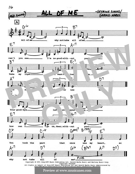 All of Me: Low Voice by Seymour Simons, Gerald Marks