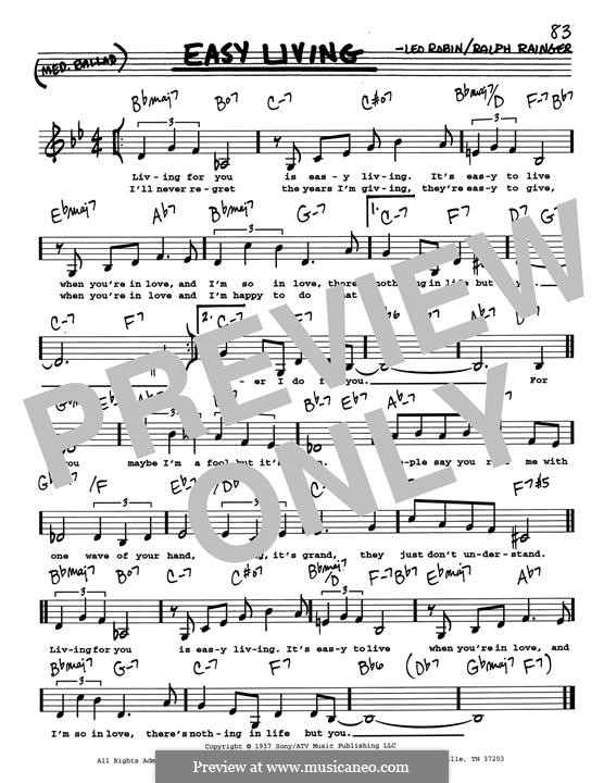 Easy Living (Billie Holiday): Low Voice by Leo Robin, Ralph Rainger