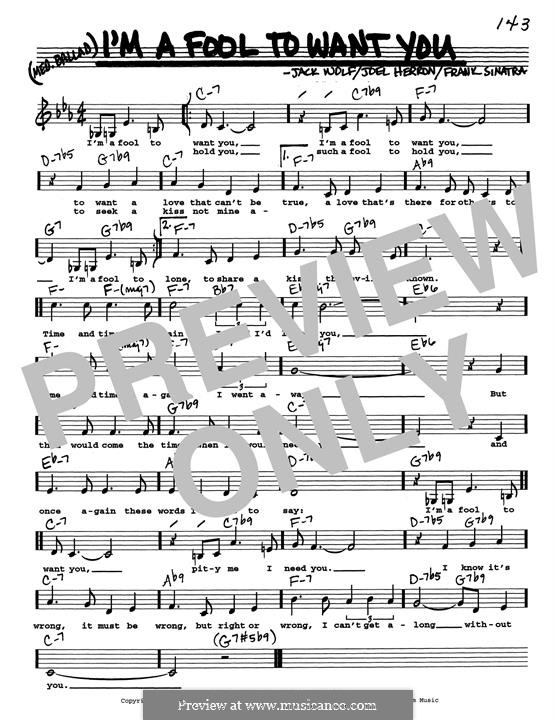 I'm a Fool to Want You: Low Voice by Frank Sinatra, Jack Wolf, Joel Herron