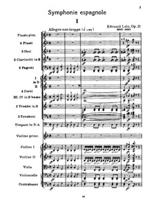 Spanish Symphony in D Minor, Op.21: Full score by Édouard Lalo