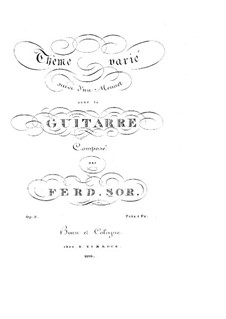 Theme and Variations and Minuet, Op.3: For guitar by Fernando Sor