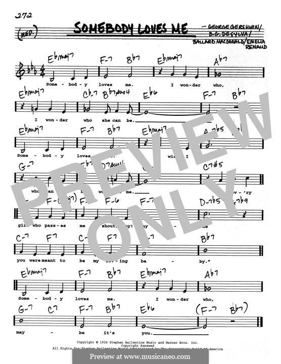 Somebody Loves Me by G. Gershwin - sheet music on MusicaNeo