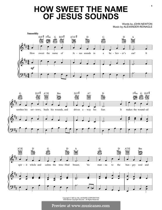 How sweet the name of jesus sounds by a reinagle on musicaneo