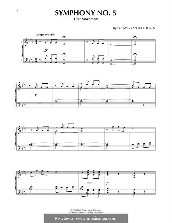 Movement I (Excerpt): For piano by Ludwig van Beethoven