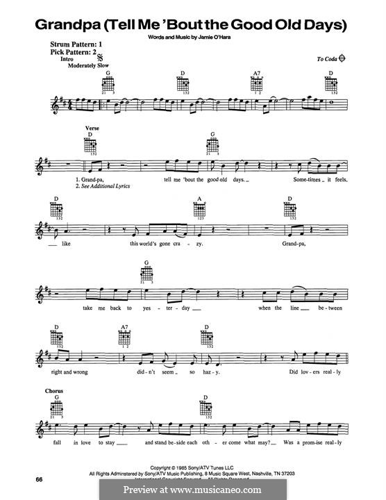 Grandpa / Tell Me 'Bout The Good Old Days (The Judds): For guitar by Jamie O'Hara