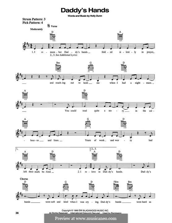 Daddy's Hands by H. Dunn - sheet music on MusicaNeo