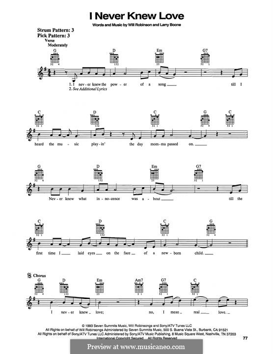 I Never Knew Love (Doug Stone): For guitar by Larry Boone, Smokey Robinson