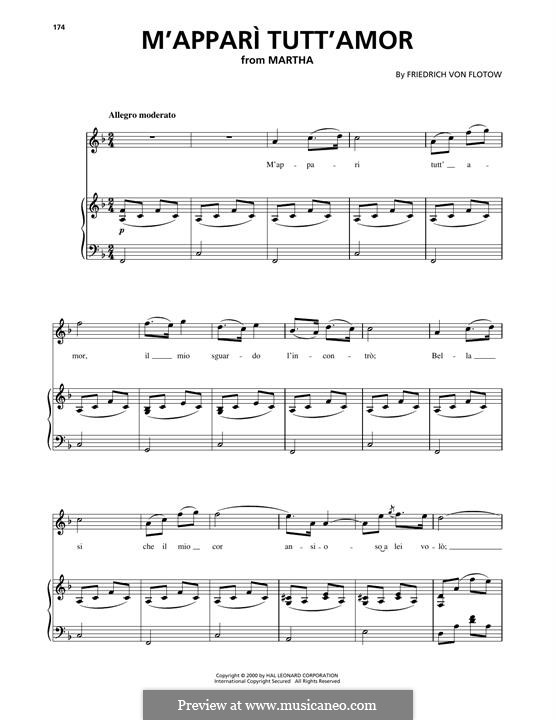 Martha, or The Market at Richmond: M'appari tutt' amor, for voice and piano (or guitar) by Friedrich von Flotow