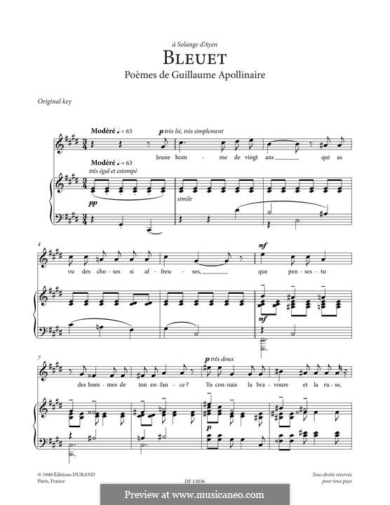 Bleuet by F. Poulenc sheet music on MusicaNeo