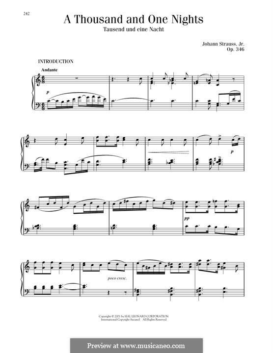 Thousand and One Nights, Op.346: For piano by Johann Strauss (Sohn)