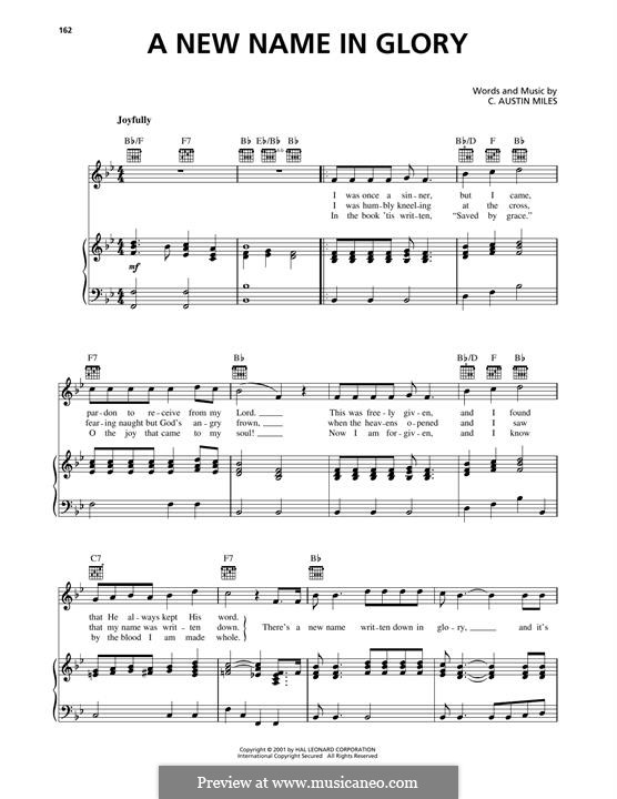 A New Name in Glory: For voice and piano (or guitar) by Charles Austin Miles