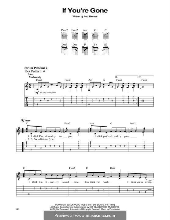 If You're Gone (Matchbox Twenty): For guitar by Rob Thomas