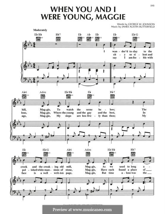 When You and I were Young, Maggie: For voice and piano (or guitar) by James A. Butterfield