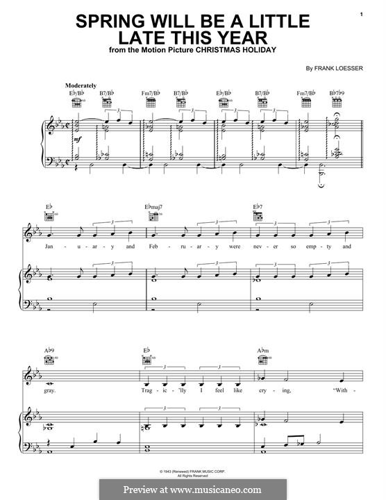 Spring Will Be a Little Late This Year: For voice and piano (or guitar) by Frank Loesser