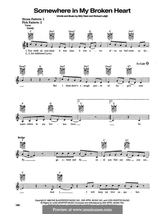 Somewhere in My Broken Heart: For guitar by Richard Leigh