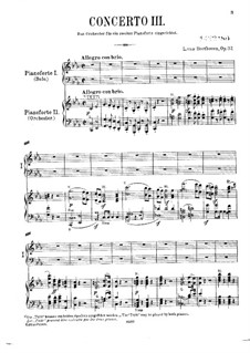 Concerto for Piano and Orchestra No.3, Op.37: Version for two pianos four hands by Ludwig van Beethoven