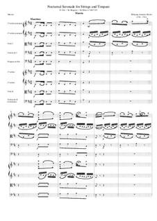 Serenade for Strings and Timpani No.6 in D Major 'Serenata Notturna', K.239: Full score by Wolfgang Amadeus Mozart