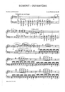 Egmont, Op.84: Overture, for piano by Ludwig van Beethoven