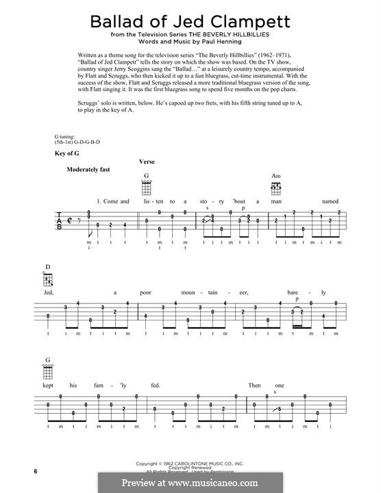Ballad of Jed Clampett (from The Beverly Hillbillies): For banjo by Paul Henning